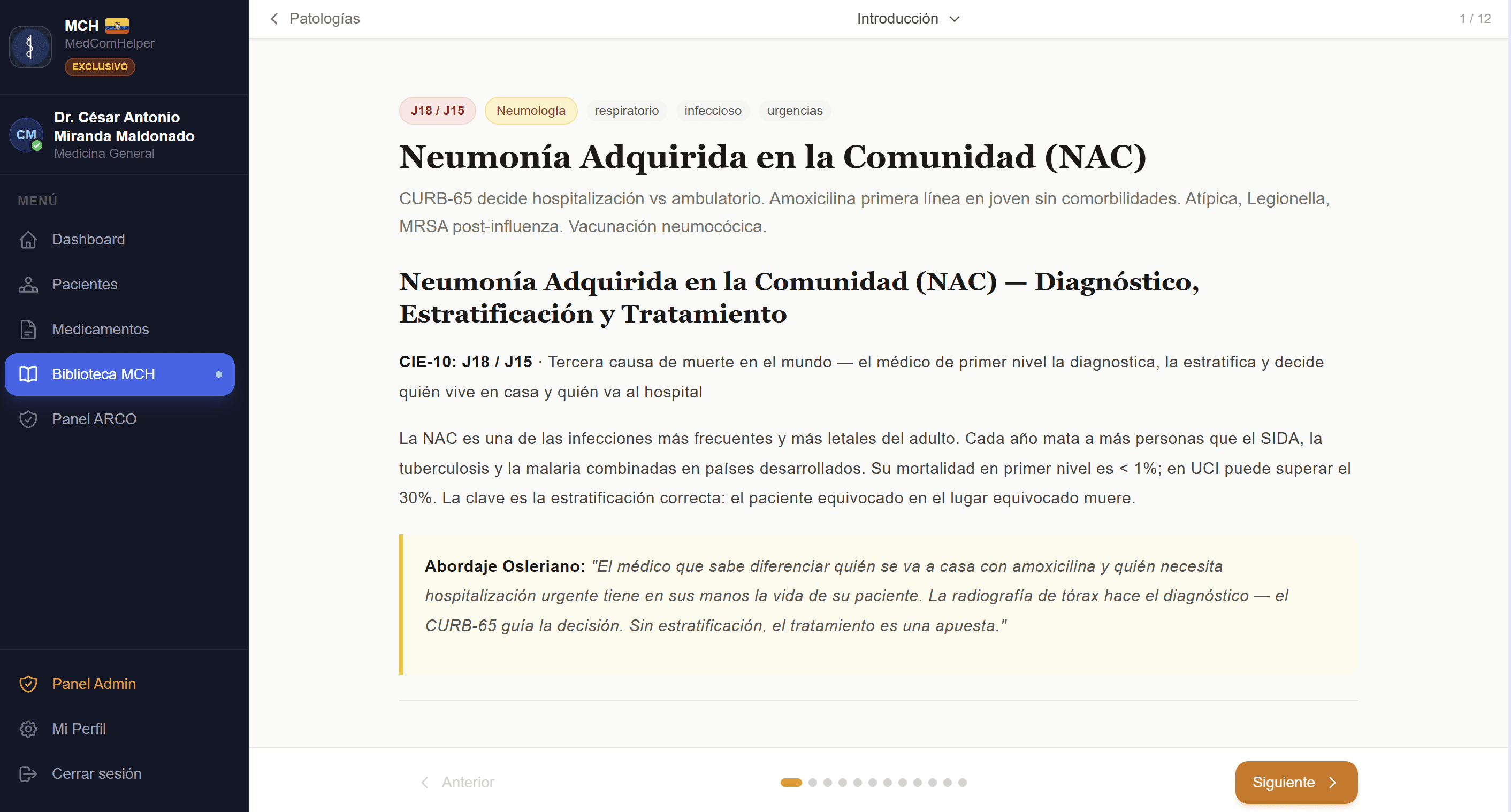 Fichas clínicas con enfoque Osleriano