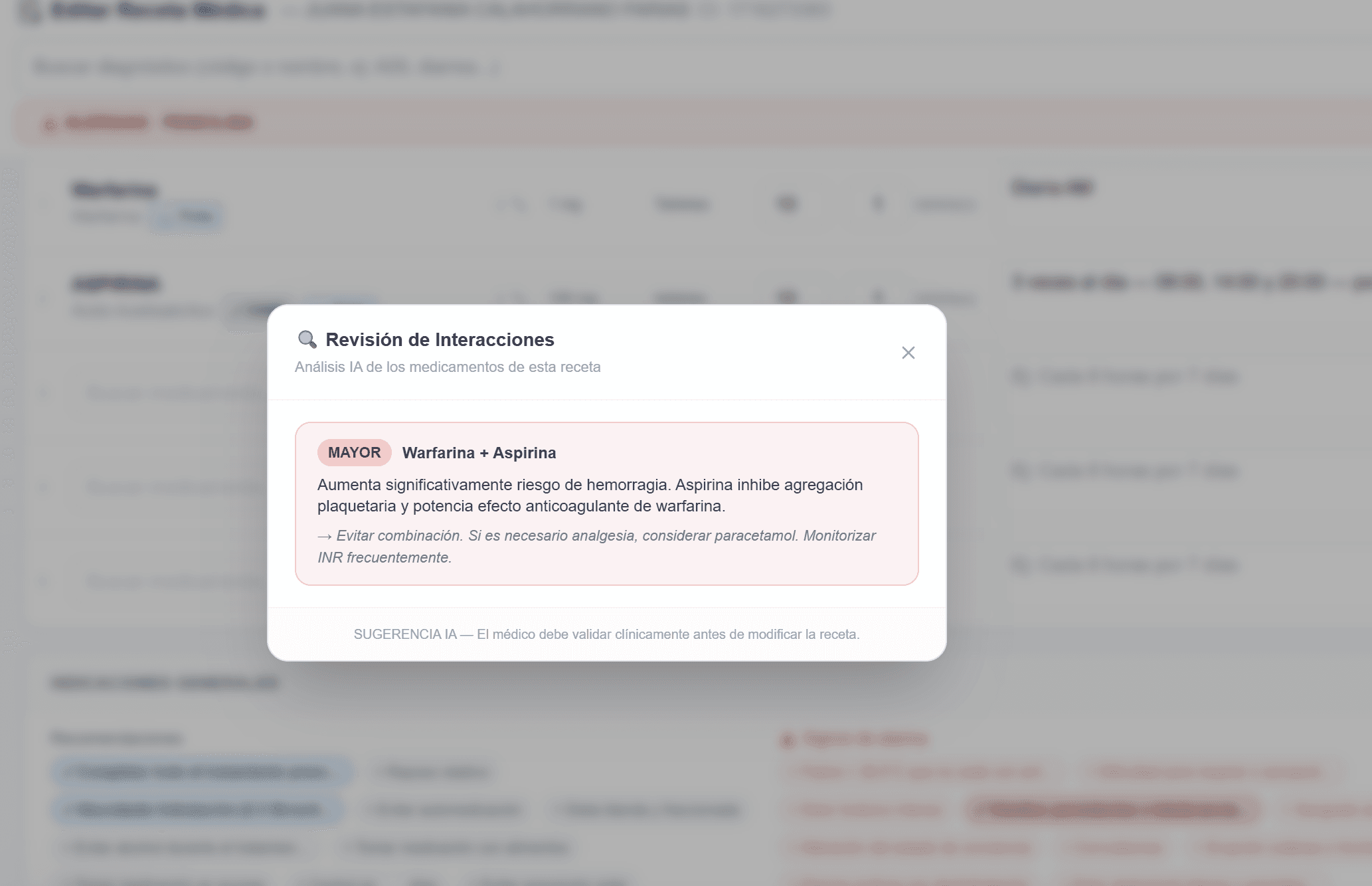 Detecta interacciones peligrosas
